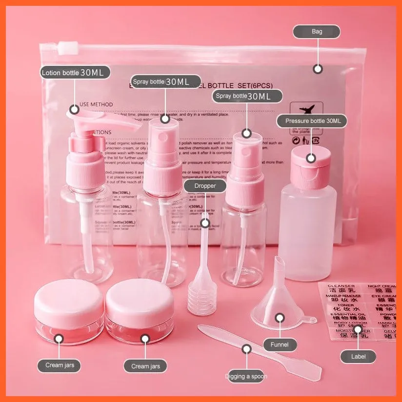 11Pc/Set Portable Travel Bottles Set | Travel Friendly Portable Bottle For Makeup And Toiletries