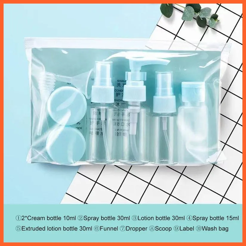 11Pc/Set Portable Travel Bottles Set | Travel Friendly Portable Bottle For Makeup And Toiletries