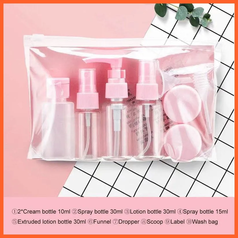 11Pc/Set Portable Travel Bottles Set | Travel Friendly Portable Bottle For Makeup And Toiletries
