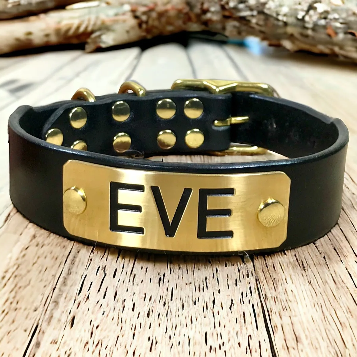 1.5" Wide Dog Collar with Stallion Size Nameplate