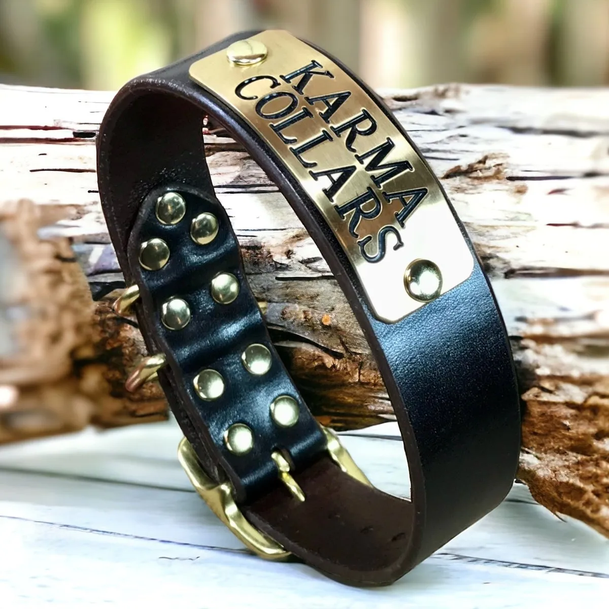 1.5" Wide Dog Collar with Stallion Size Nameplate