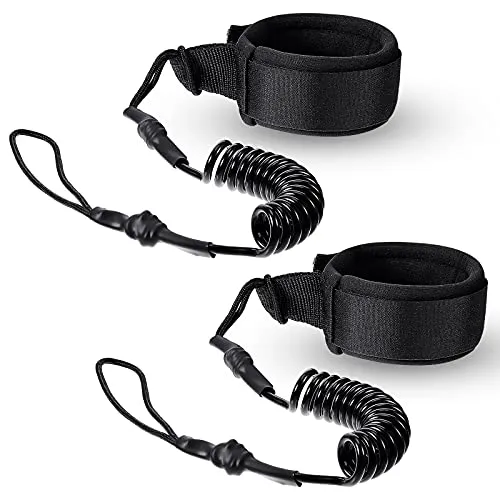 2 Pieces Surf Board Leashes Coiled Leash SUP Leash Rope Paddle Board Surfboard Leash Surfing Leg Rope SUP Board Leash Surf Straps Stay on Board Ankle Strap Sup Ankle Accessory for Surfing (Black)