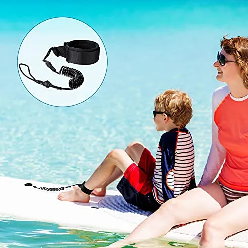 2 Pieces Surf Board Leashes Coiled Leash SUP Leash Rope Paddle Board Surfboard Leash Surfing Leg Rope SUP Board Leash Surf Straps Stay on Board Ankle Strap Sup Ankle Accessory for Surfing (Black)