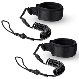 2 Pieces Surf Board Leashes Coiled Leash SUP Leash Rope Paddle Board Surfboard Leash Surfing Leg Rope SUP Board Leash Surf Straps Stay on Board Ankle Strap Sup Ankle Accessory for Surfing (Black)