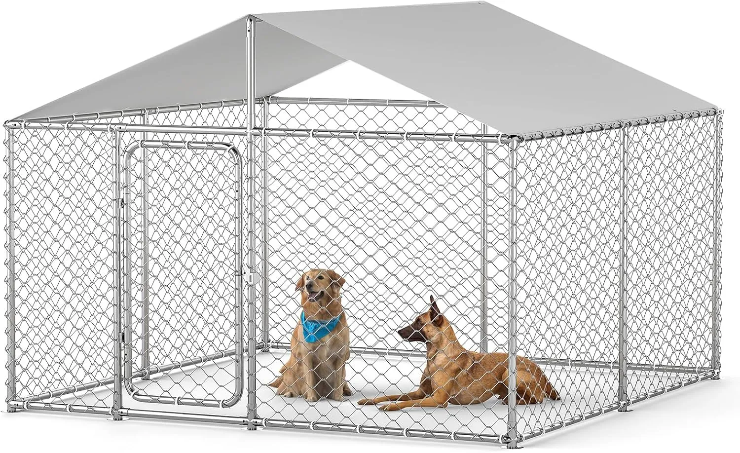 7.5x7.5 ft Outdoor Dog Kennel Outside Heavy Duty Dog Enclosure with Waterproof Cover Roof and Security Lock