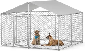 7.5x7.5 ft Outdoor Dog Kennel Outside Heavy Duty Dog Enclosure with Waterproof Cover Roof and Security Lock