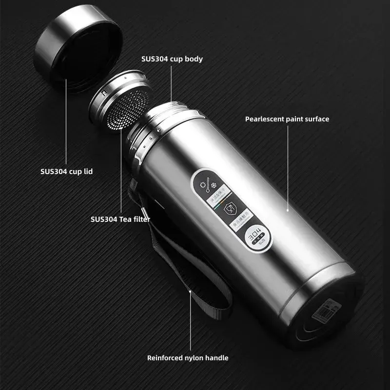 800ml-1L Stainless Steel Thermos Bottle with LED Display
