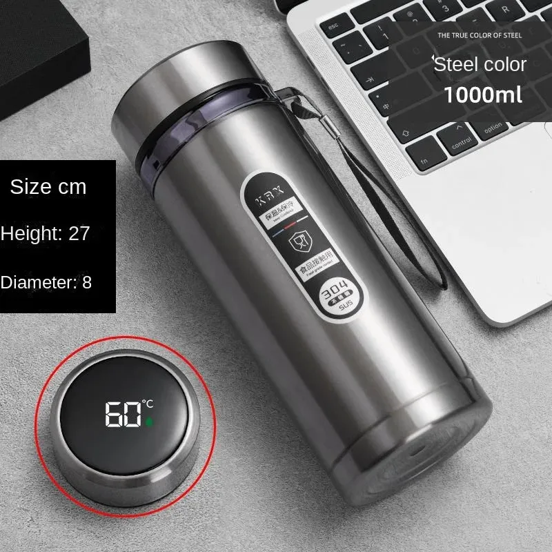 800ml-1L Stainless Steel Thermos Bottle with LED Display