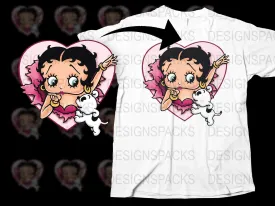 Adorable Betty Boop with Cute Puppy Png Digital Download