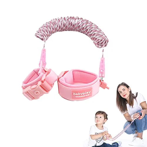 Anti-Lost Traction Rope/Locked Anti-Lost Child Safety Wristband,360 Degree Rotating Joint Reflective Anti-lost Bracelet Anti Lost Belt Child 59inch (Pink)