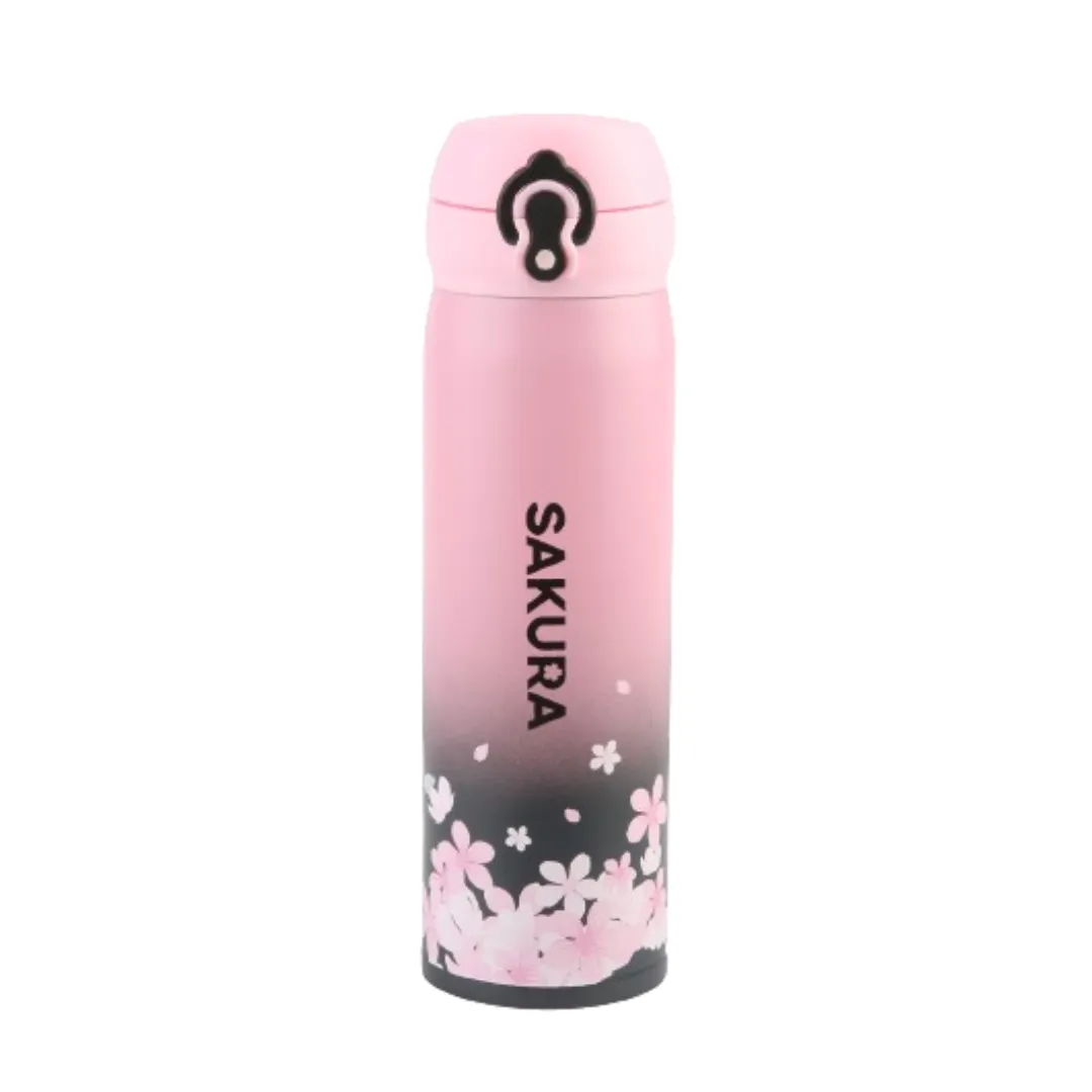 Blooming Night Collection Insulated Bottle with Auto Flip Lid (450mL)(Black)