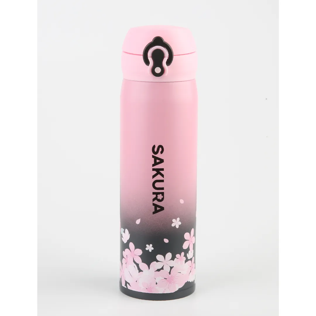 Blooming Night Collection Insulated Bottle with Auto Flip Lid (450mL)(Black)