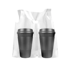 CCF Double split drink cup carrier plastic bag -1000 pieces/case