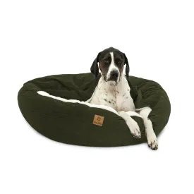 Charlie's Snookie Hooded Corduroy Calming Dog Bed Olive Medium