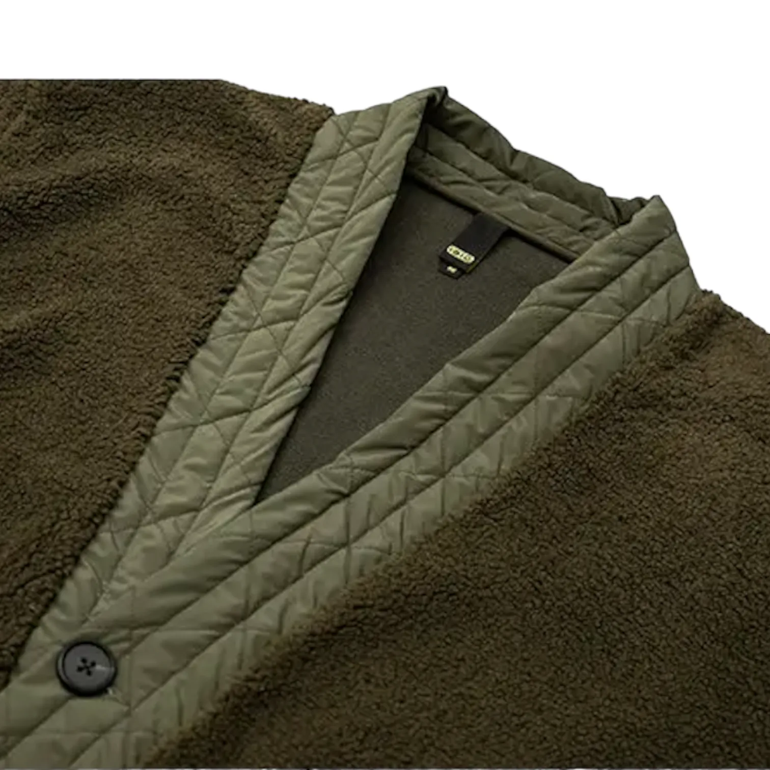 Cozy polar fleece cardigan with woven trim