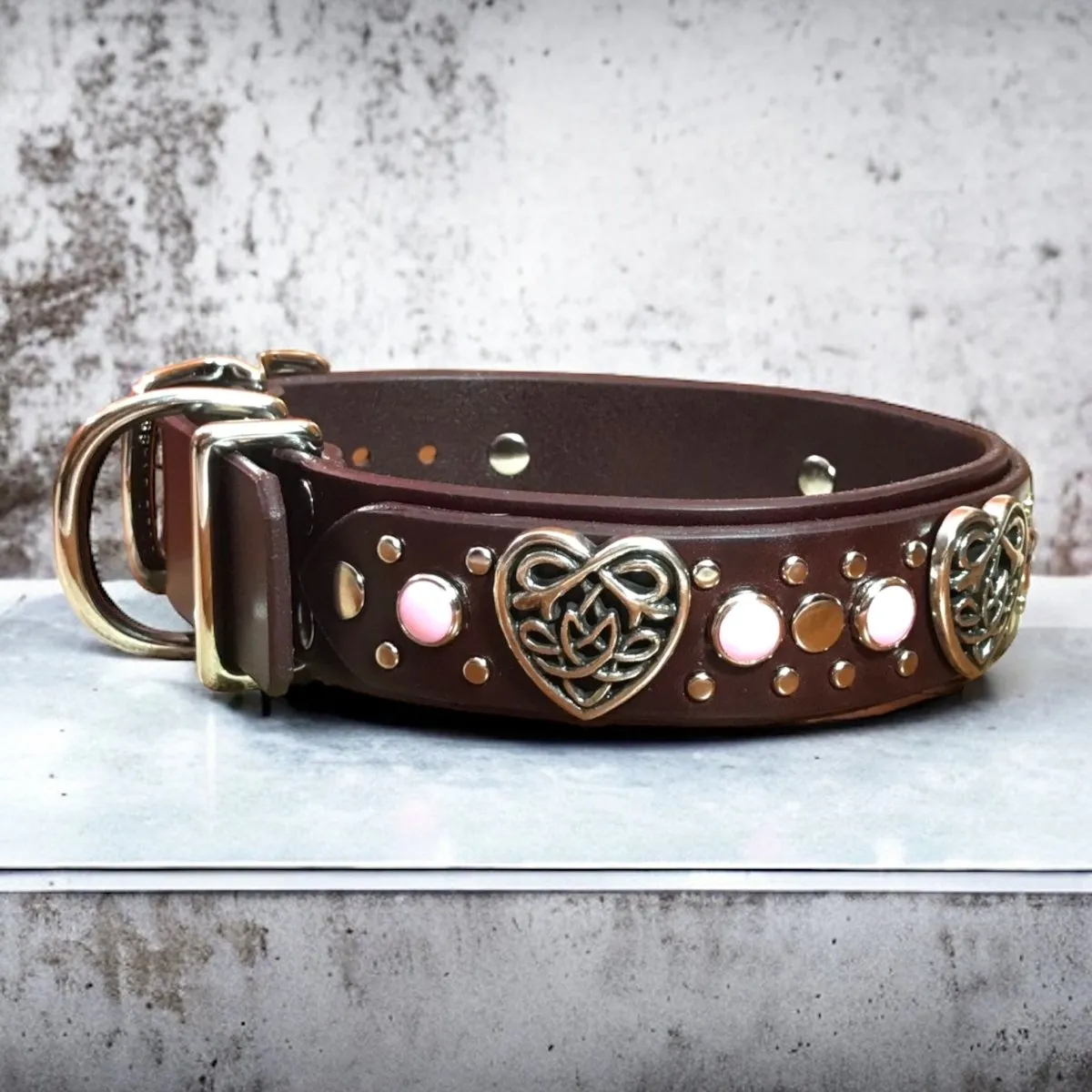Custom Leather Dog Collar Celtic