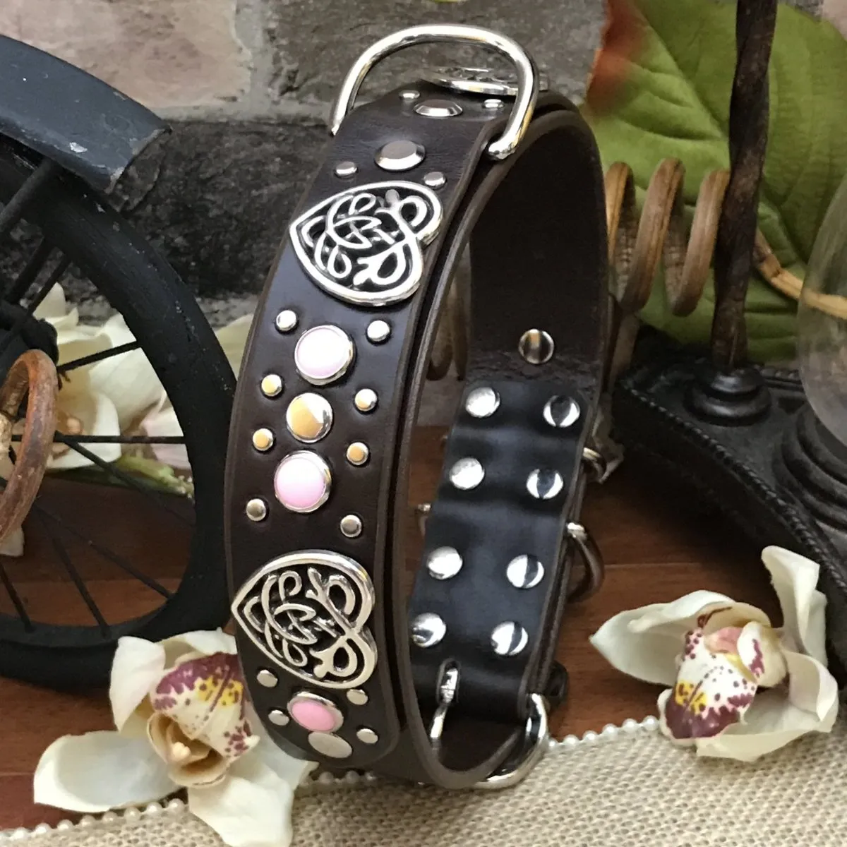 Custom Leather Dog Collar Celtic