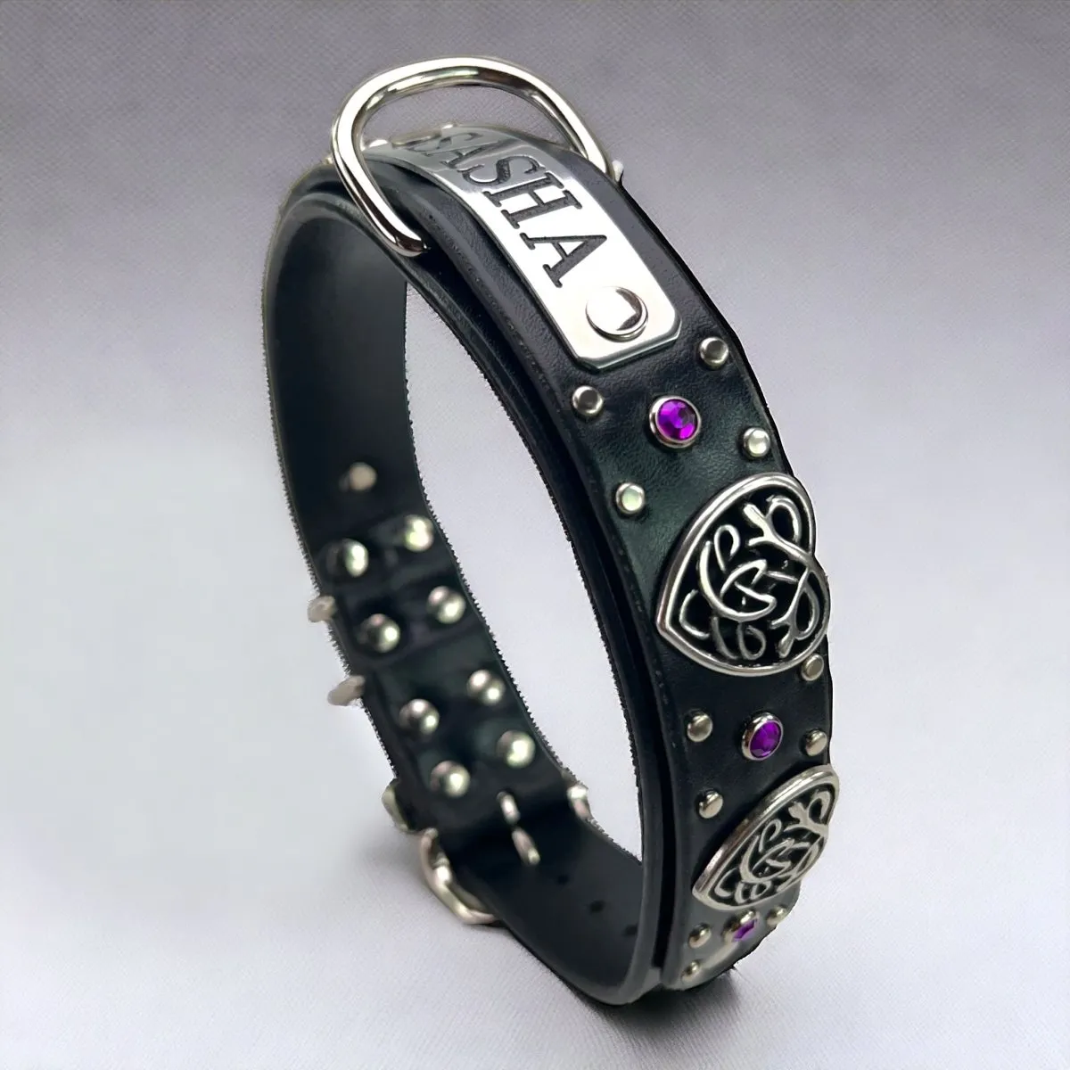 Custom Leather Dog Collar Celtic