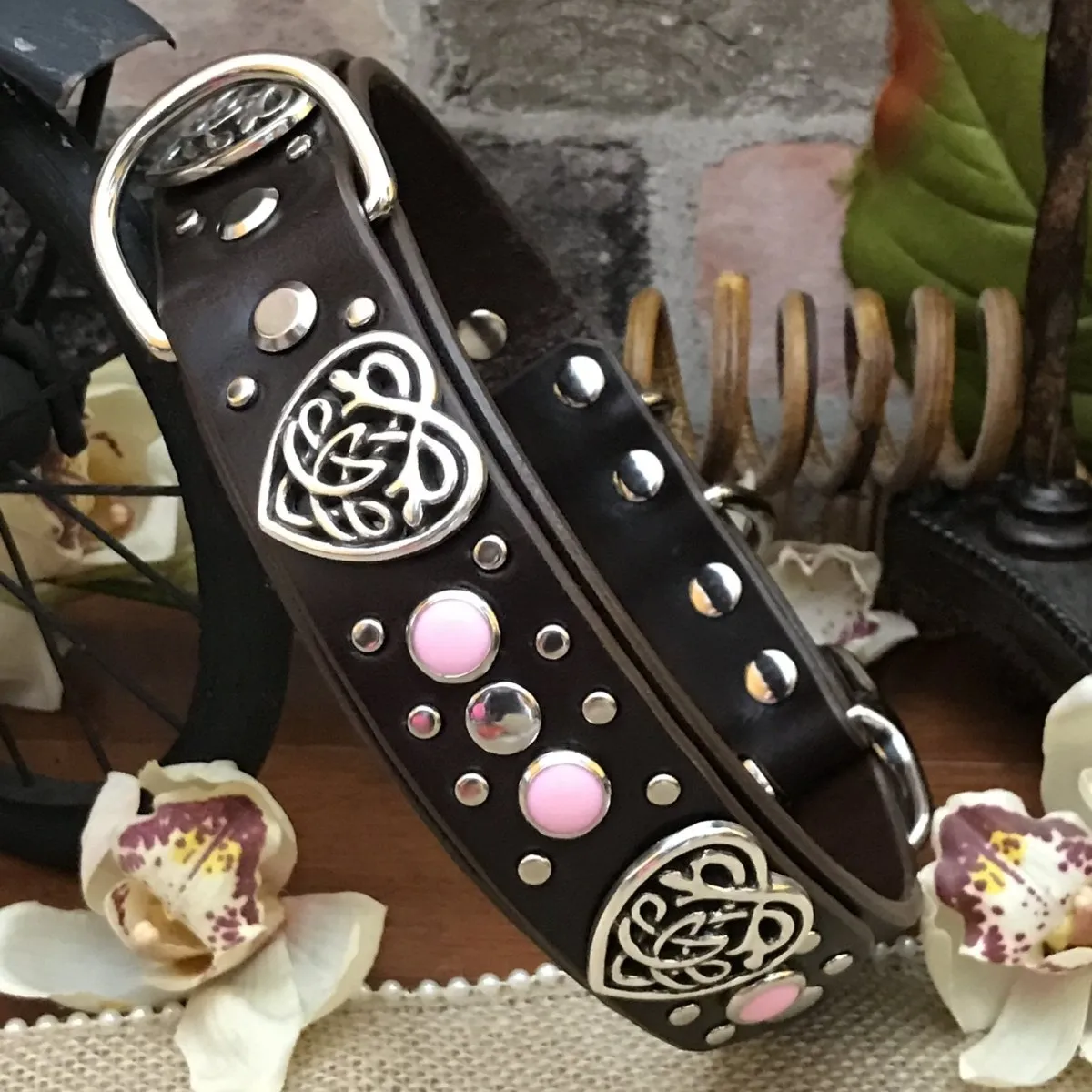 Custom Leather Dog Collar Celtic