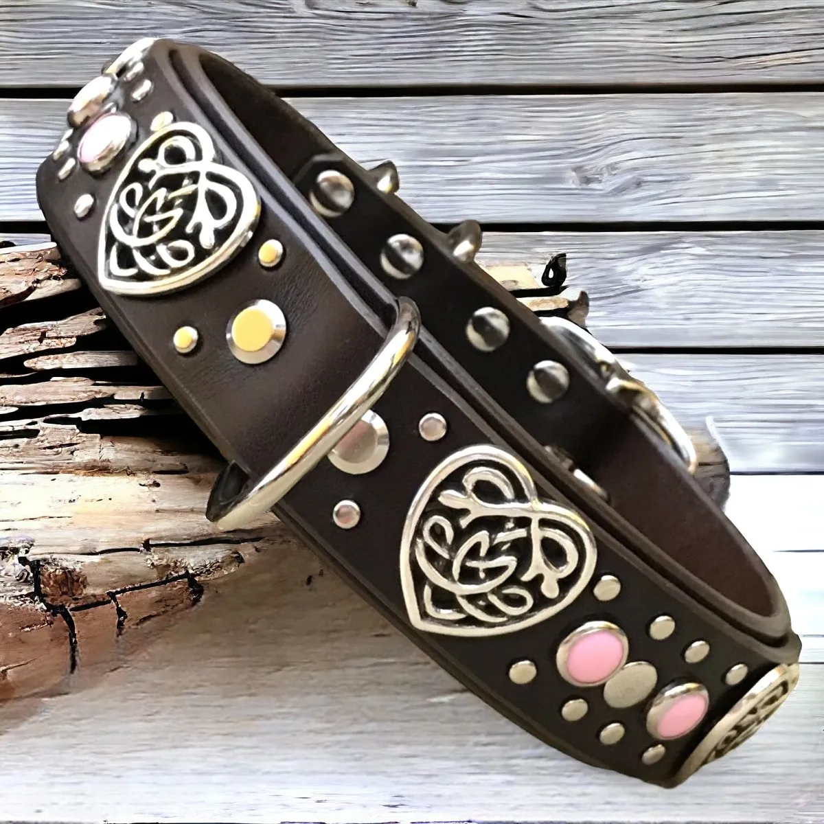 Custom Leather Dog Collar Celtic