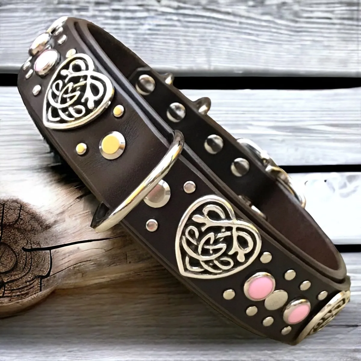 Custom Leather Dog Collar Celtic