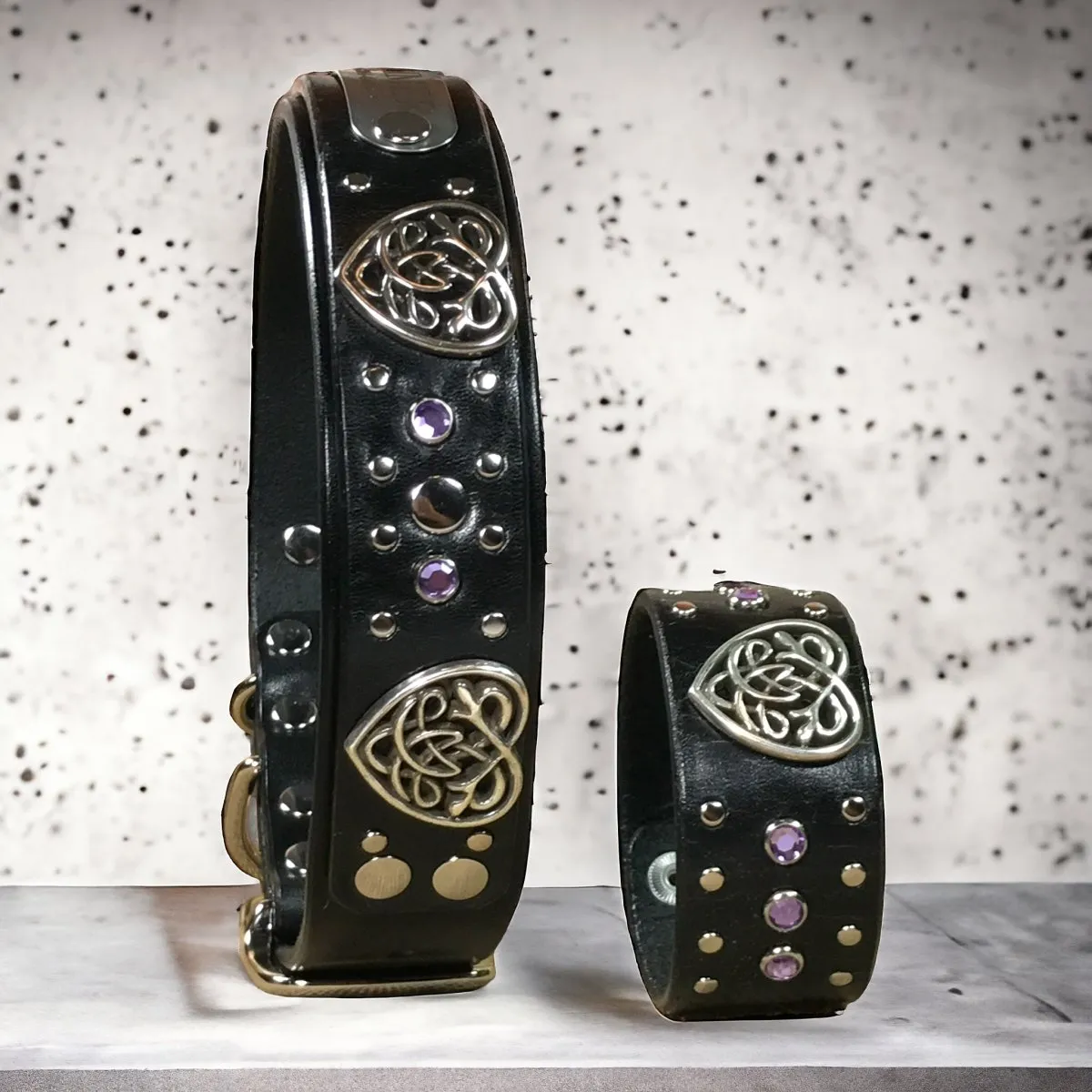 Custom Leather Dog Collar Celtic
