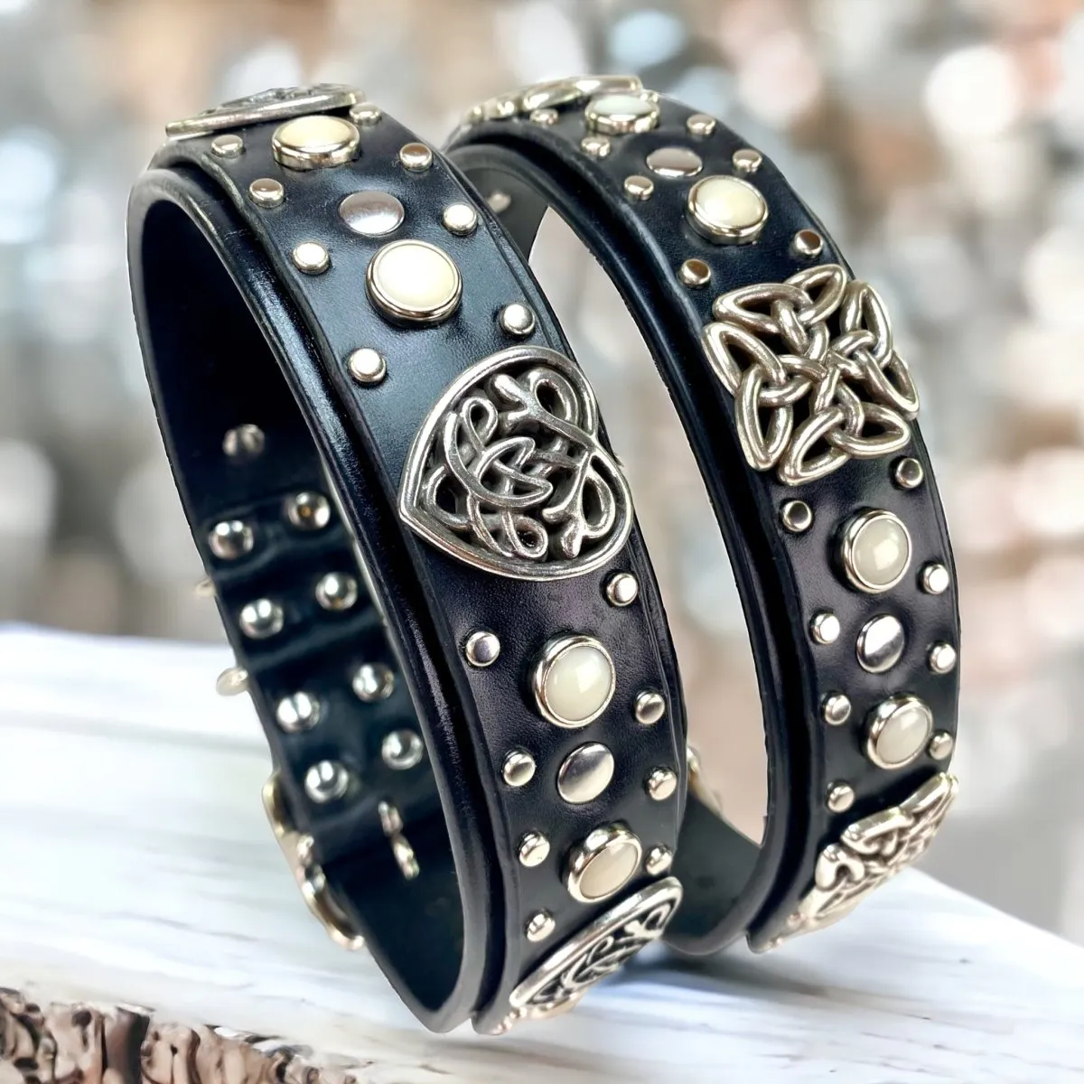 Custom Leather Dog Collar Celtic