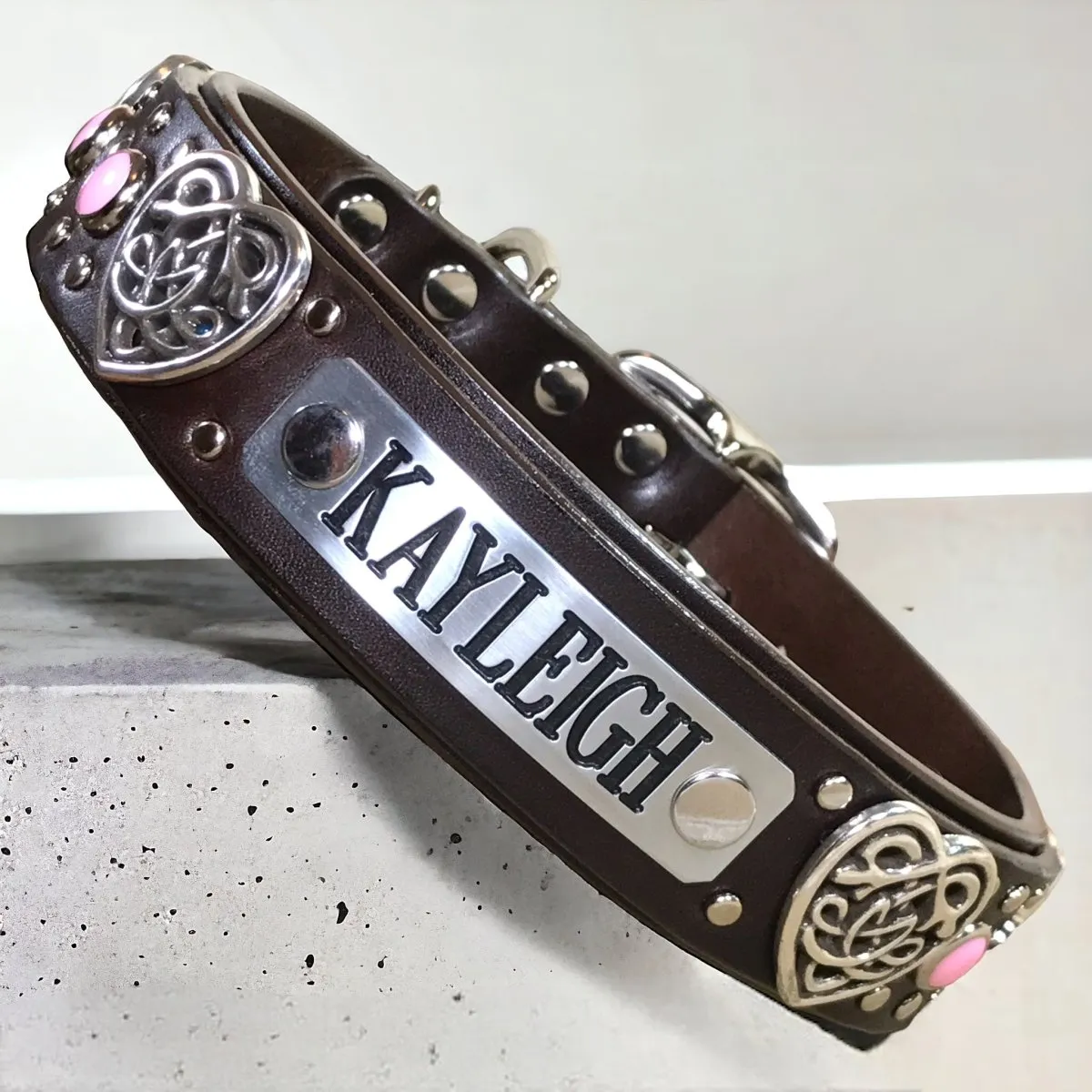 Custom Leather Dog Collar Celtic