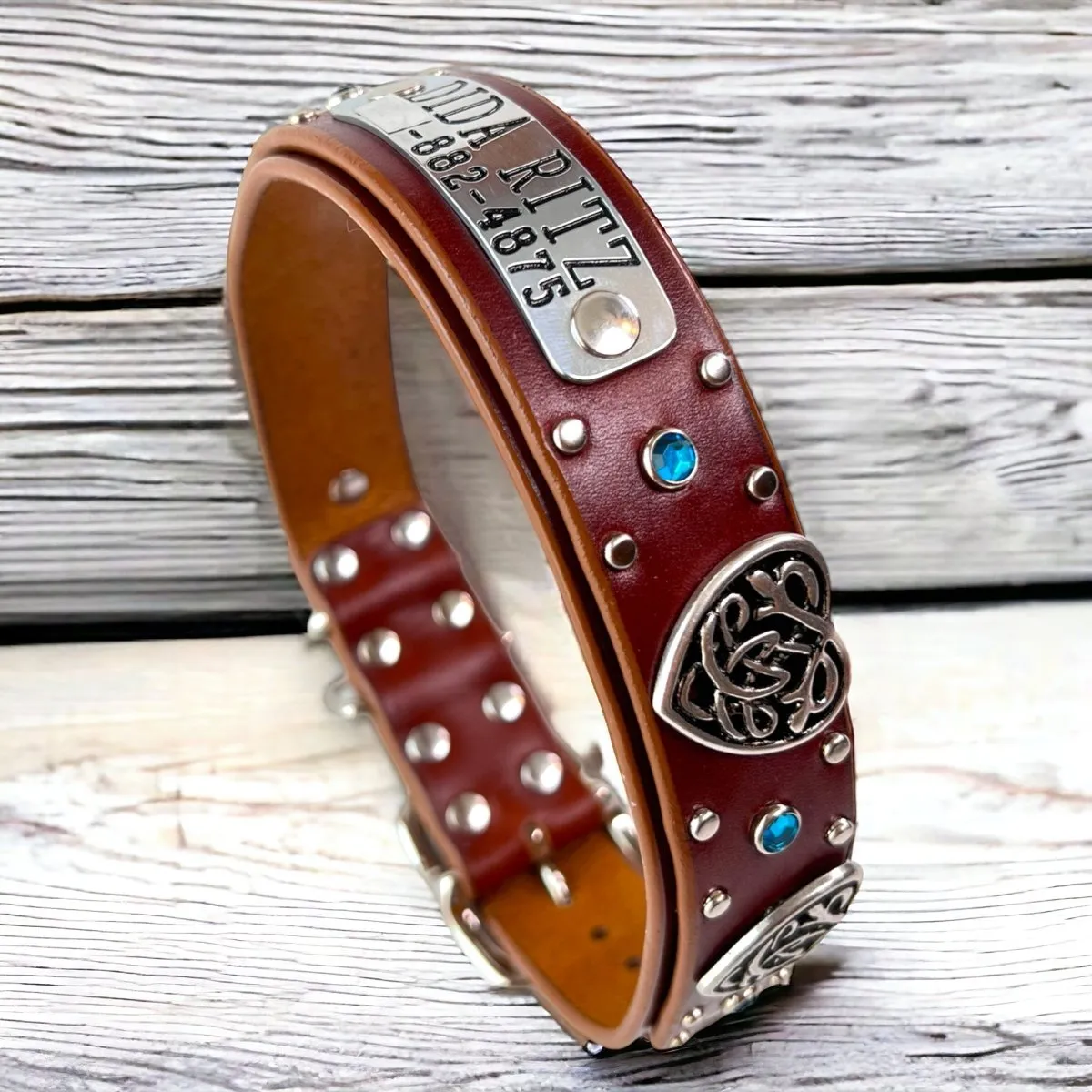 Custom Leather Dog Collar Celtic