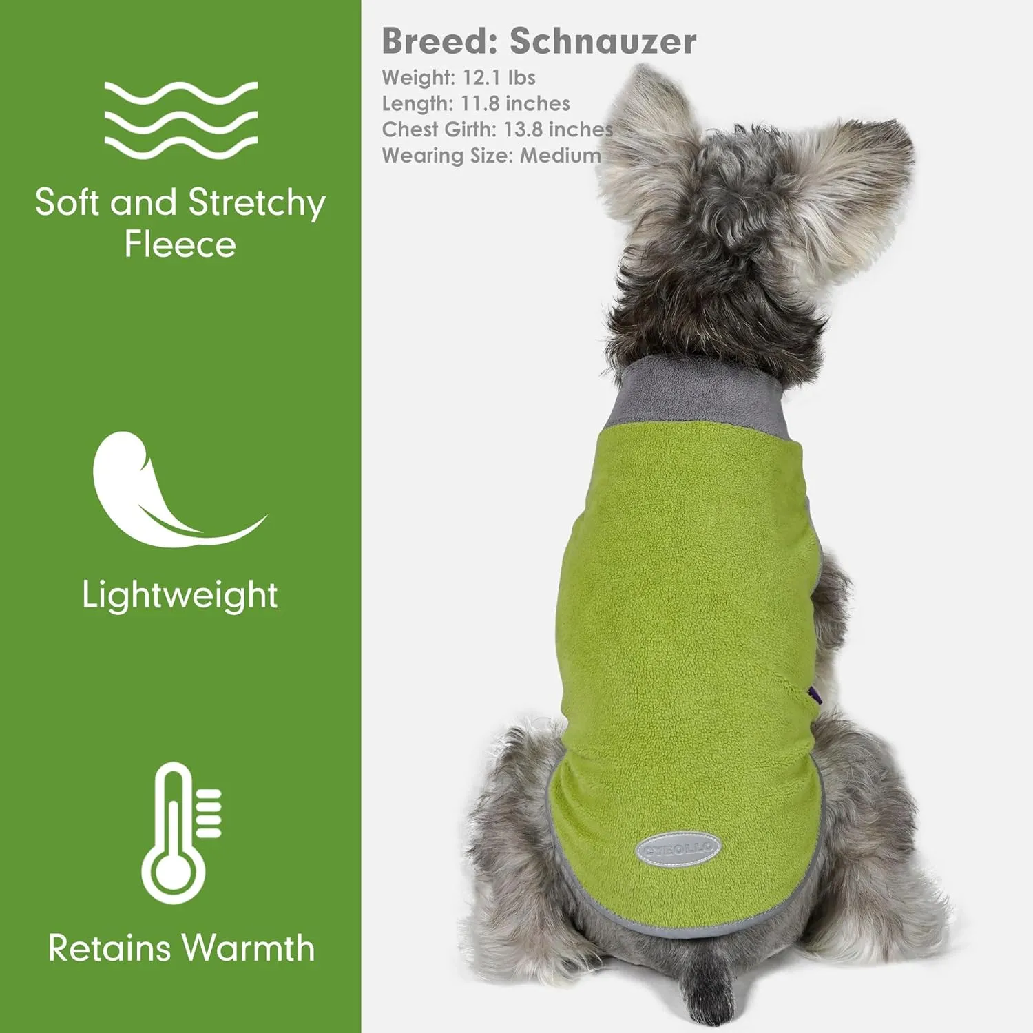 cyeollo 2 Pack Dog Sweater Fleece Vest Dog Sweatshirt Reflective Lightweight Clothes for Small Dogs Boy Girl Pet Apparel Grass Green, Grey, L