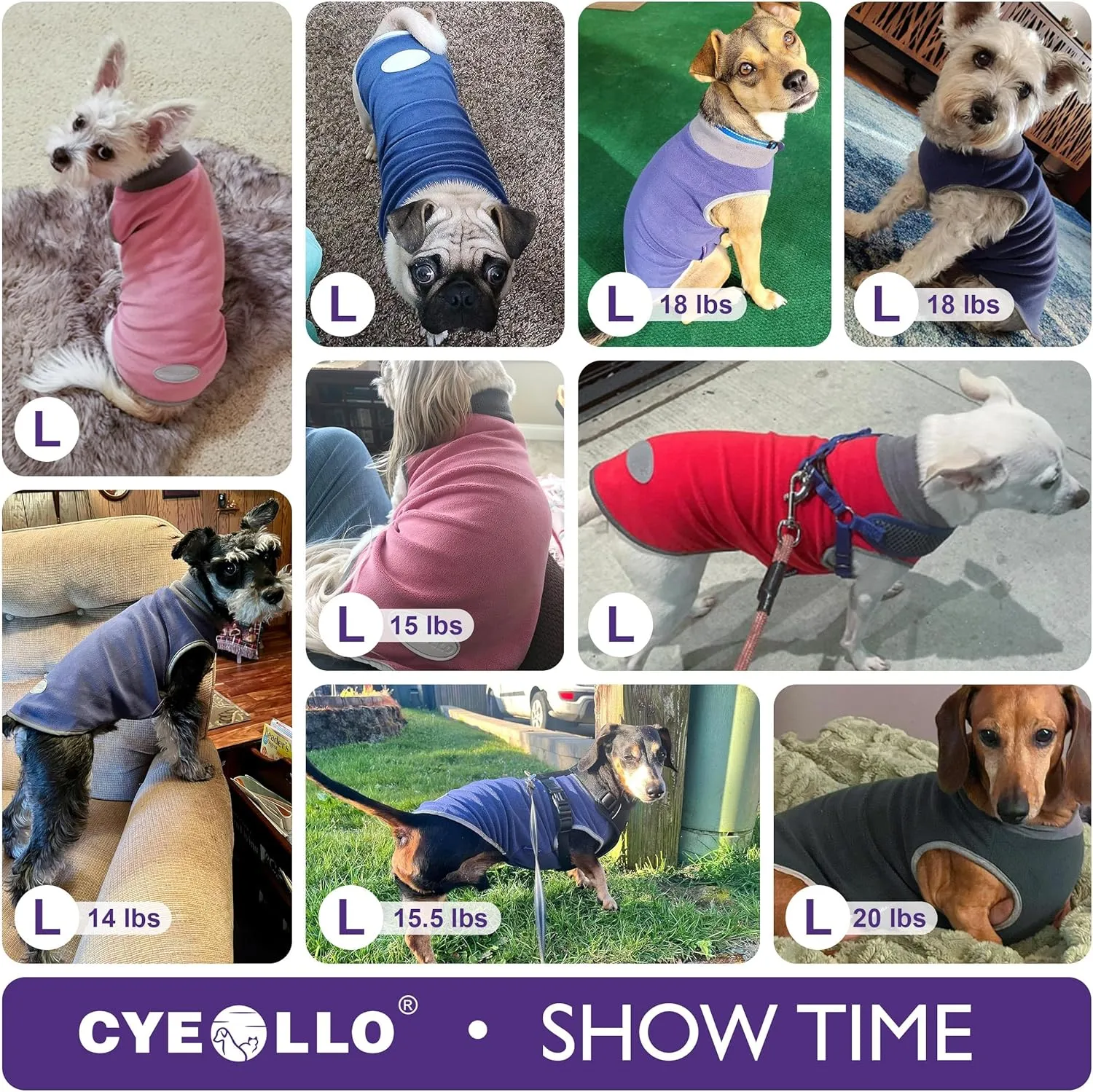 cyeollo 2 Pack Dog Sweater Fleece Vest Dog Sweatshirt Reflective Lightweight Clothes for Small Dogs Boy Girl Pet Apparel Grass Green, Grey, L