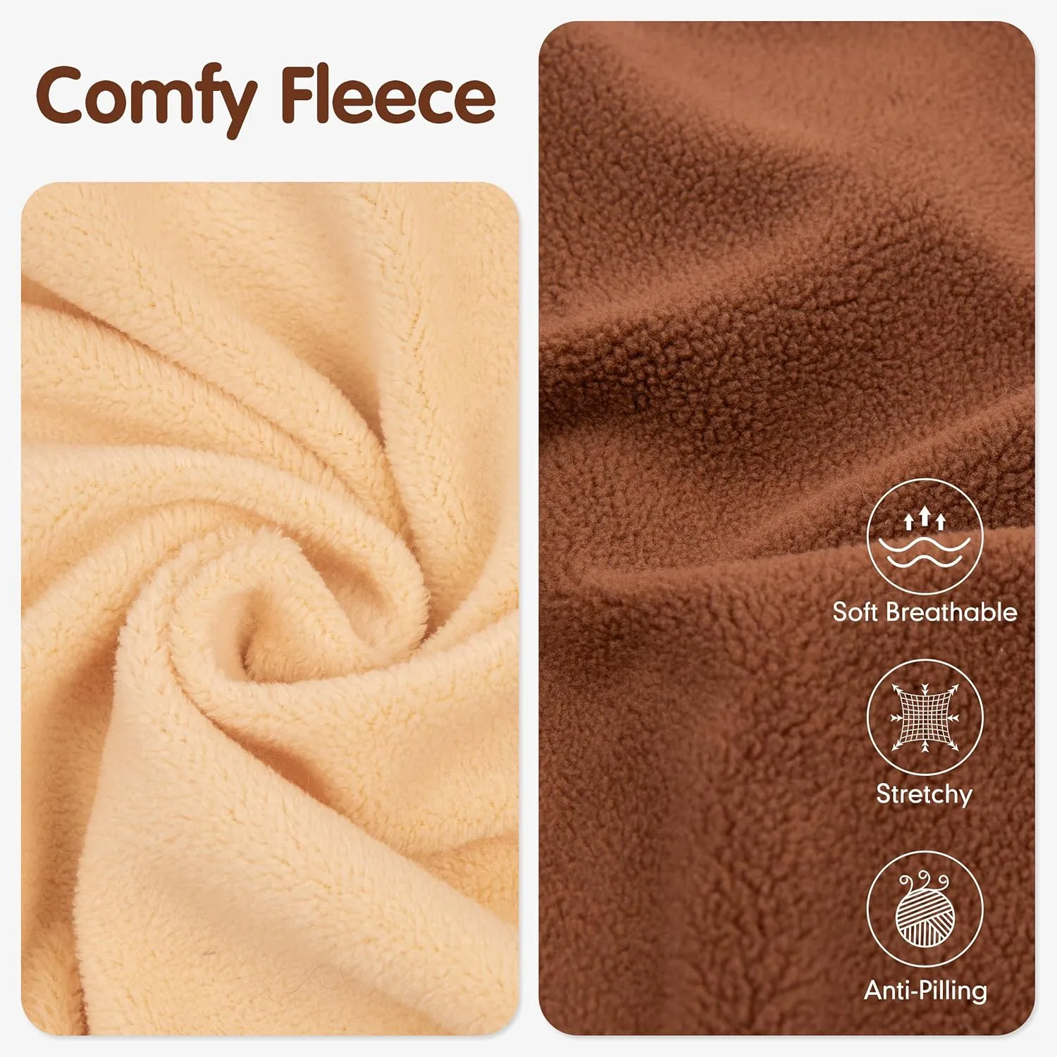 cyeollo Fleece Dog Sweater Vest, Reflective Dog Sweatshirt Pullover Dog Jacket for Small Medium Large Dog Clothes Boy Girl Pets, Brown & Khaki L