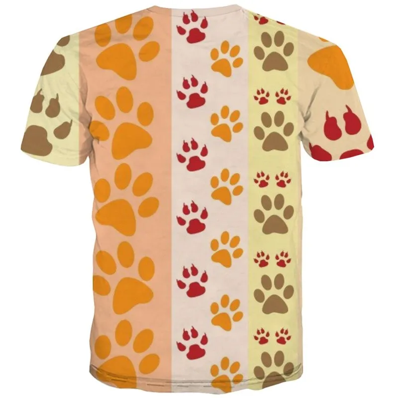 dog paw print t shirts Puppy Cute Pets top tee men art costume Cool big Smart dogs