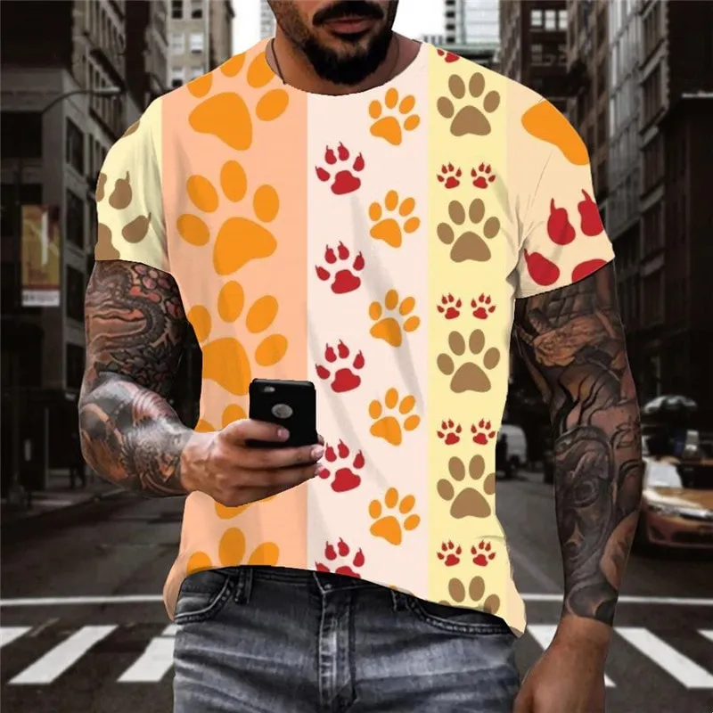 dog paw print t shirts Puppy Cute Pets top tee men art costume Cool big Smart dogs