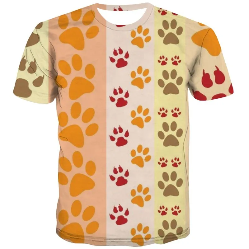 dog paw print t shirts Puppy Cute Pets top tee men art costume Cool big Smart dogs