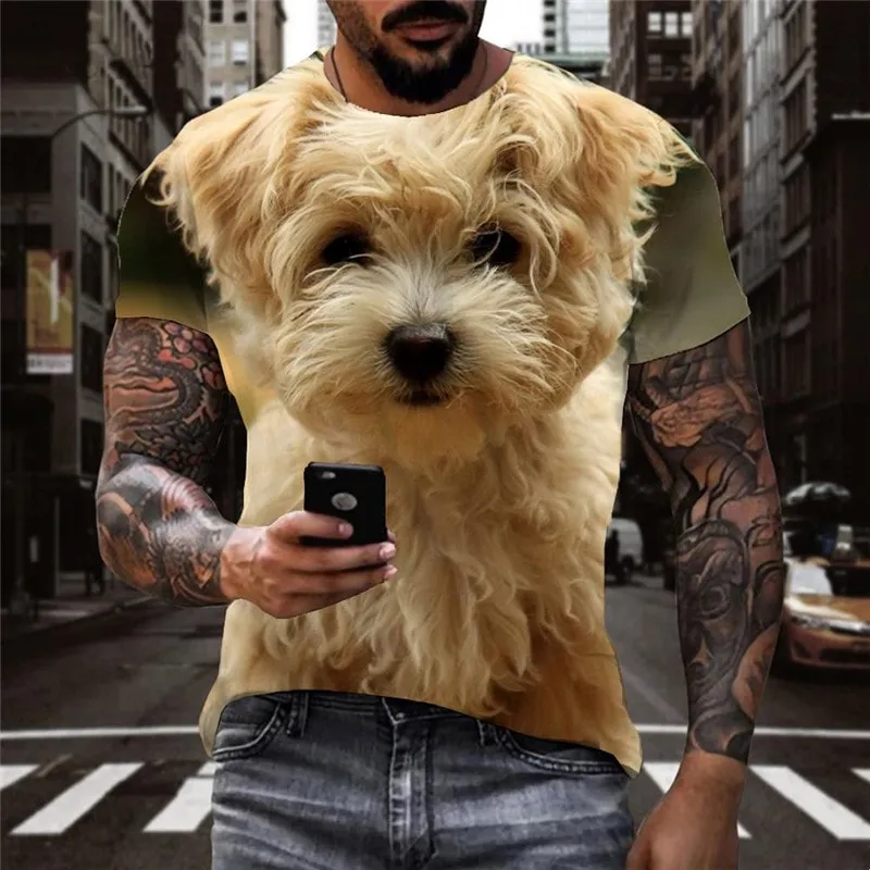 dog shirt Puppy Cute animal tee shirt Cool art costume big Smart dogs men's
