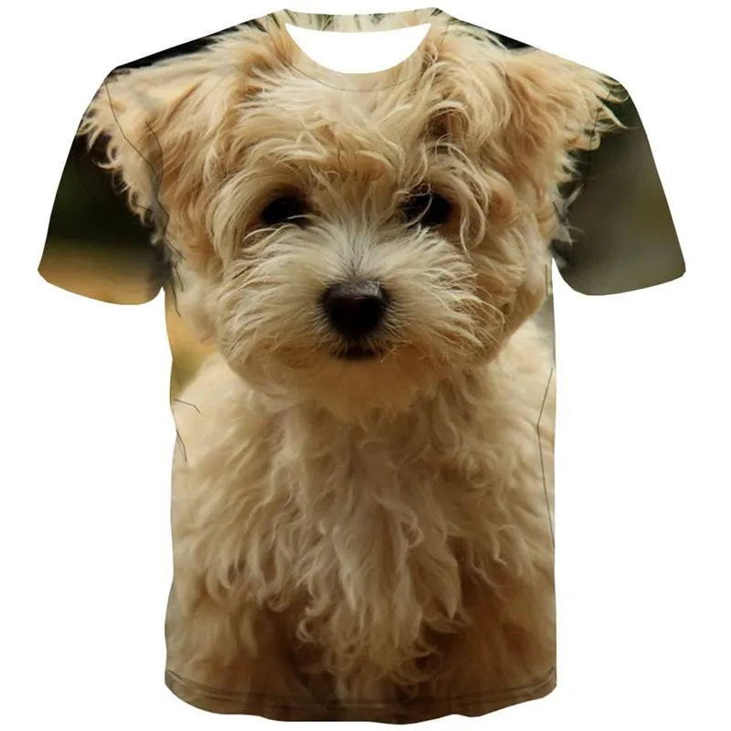 dog shirt Puppy Cute animal tee shirt Cool art costume big Smart dogs men's
