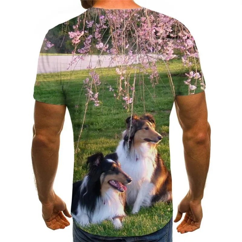 dog tshirt 3D tshirt Puppy Cute animal Cool men's art costume big Smart dogs
