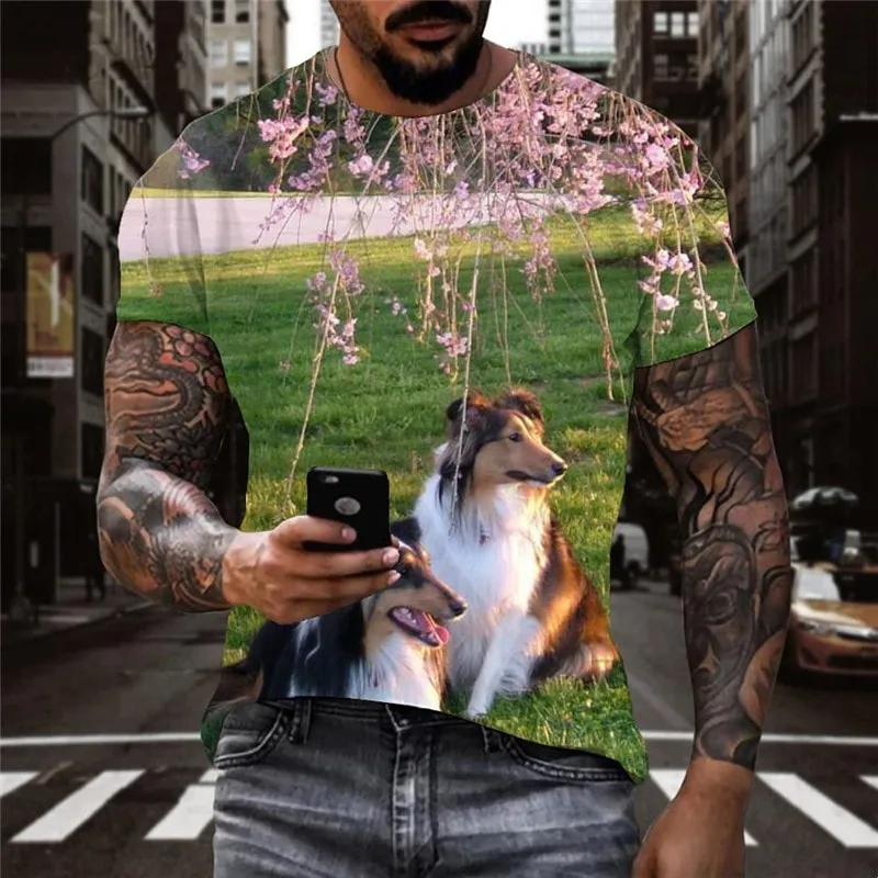 dog tshirt 3D tshirt Puppy Cute animal Cool men's art costume big Smart dogs