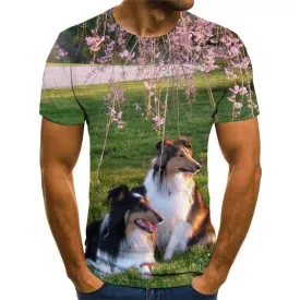 dog tshirt 3D tshirt Puppy Cute animal Cool men's art costume big Smart dogs