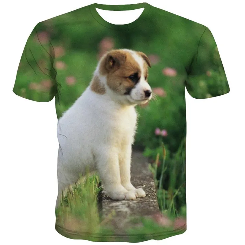 dog tshirts Puppy Cute animal tee top art costume male Casual big Smart dogs