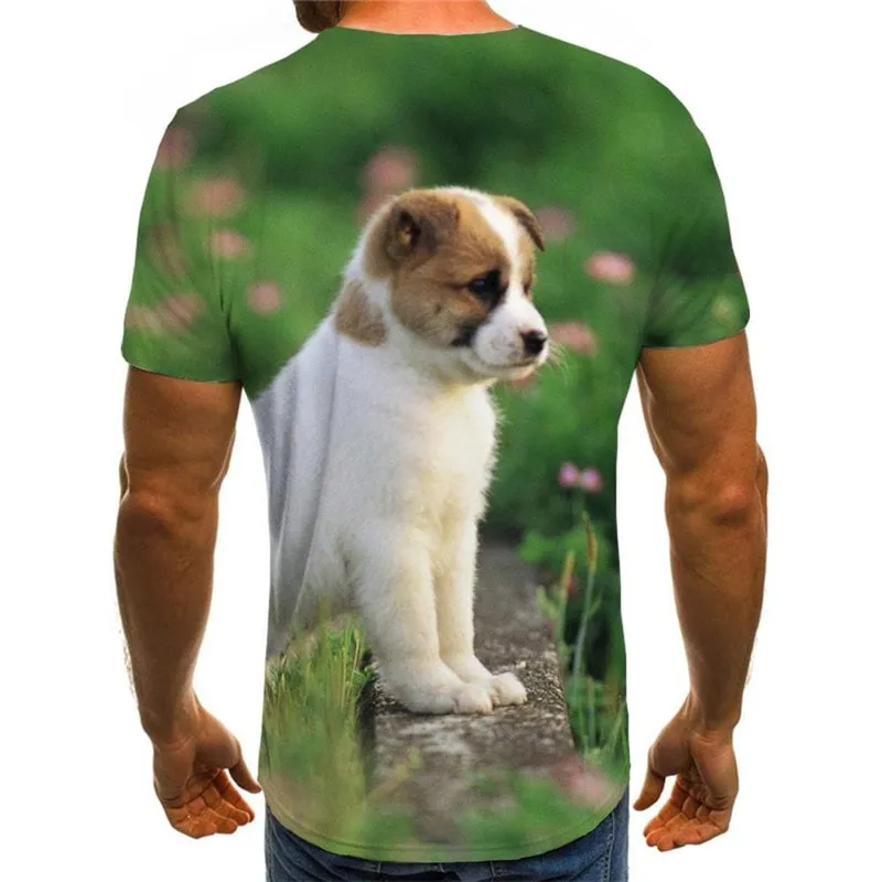 dog tshirts Puppy Cute animal tee top art costume male Casual big Smart dogs