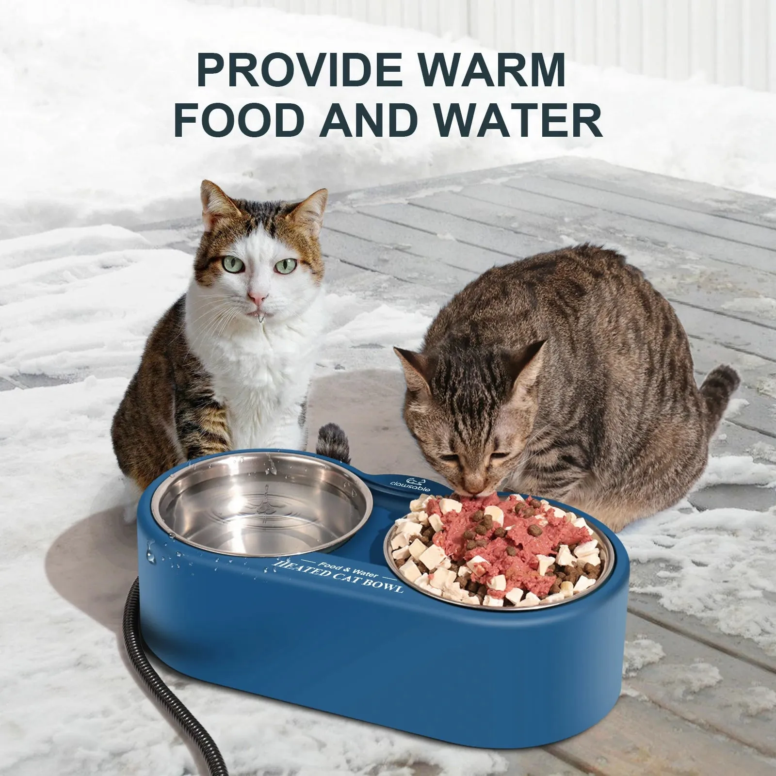 Dual 1.25L Stainless Steel Heated Pet Bowl