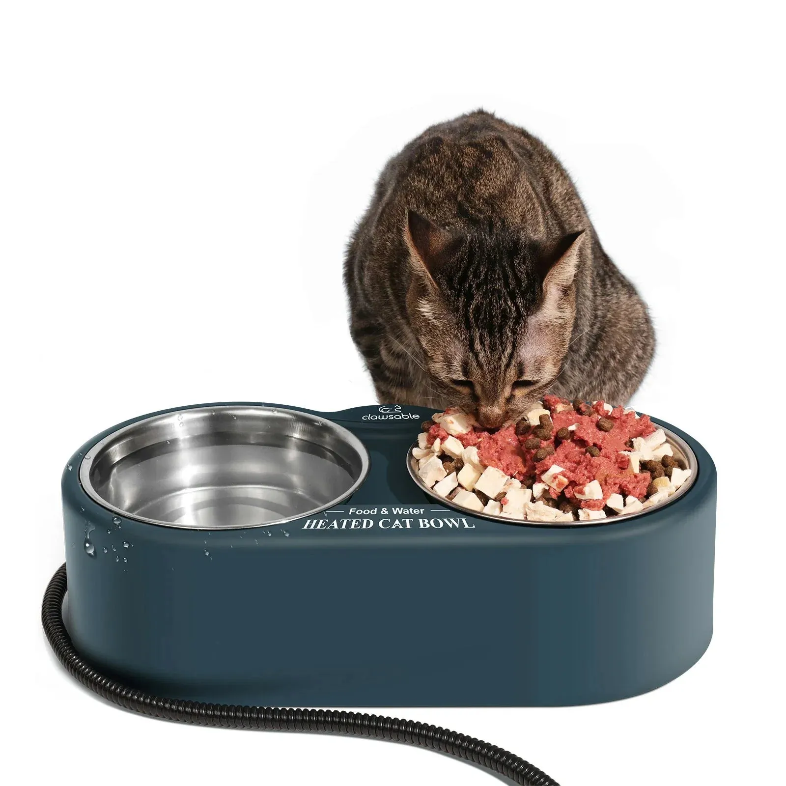 Dual 1.25L Stainless Steel Heated Pet Bowl