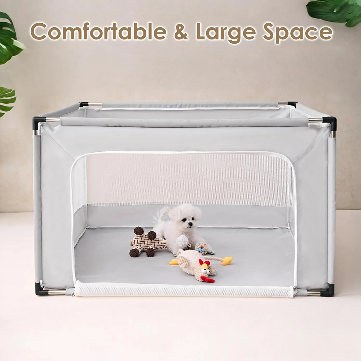 EHEYCIGA 42x42x26 Inches Puppy Playpen for Dogs & Cats Indoor or Outdoor - Dog Play Pen with Door, Dog Fence for Small Pets with Heavy-Duty Oxford & Steel Frame