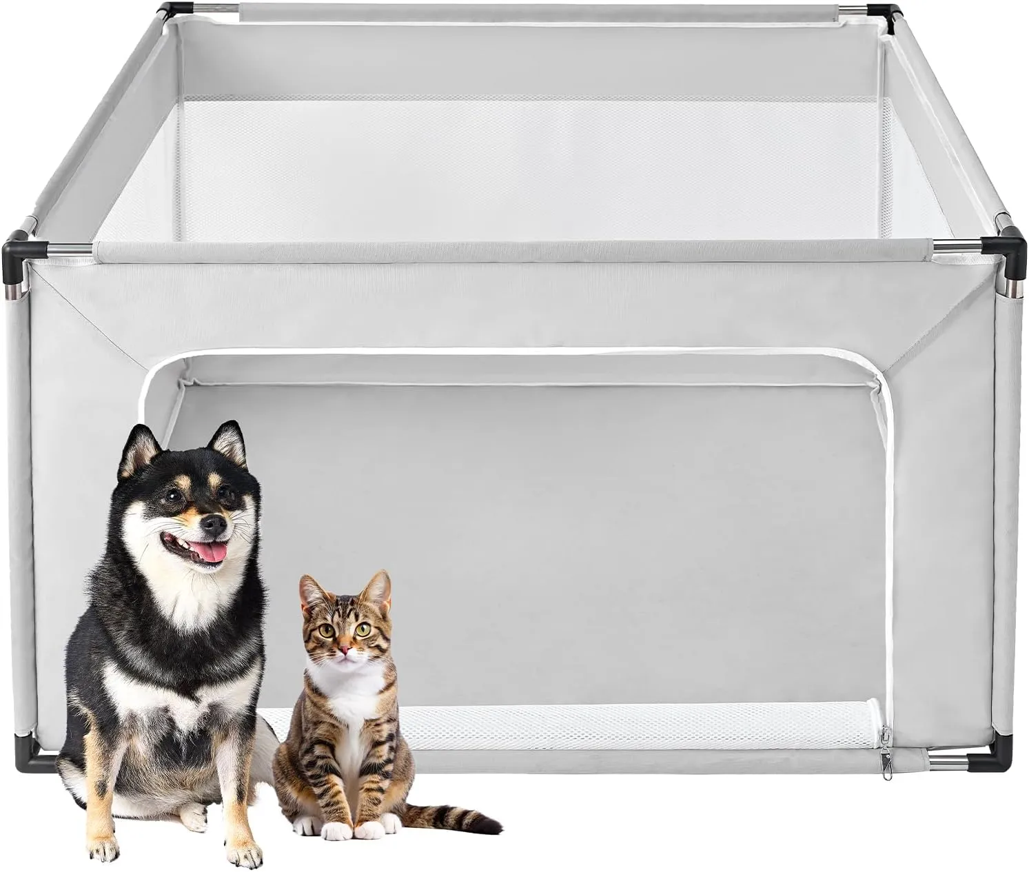EHEYCIGA 42x42x26 Inches Puppy Playpen for Dogs & Cats Indoor or Outdoor - Dog Play Pen with Door, Dog Fence for Small Pets with Heavy-Duty Oxford & Steel Frame