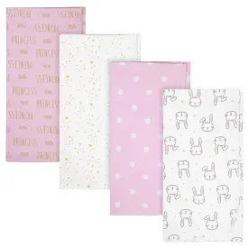 Gerber® 4-Pack Baby Girls Princess Flannel Blankets