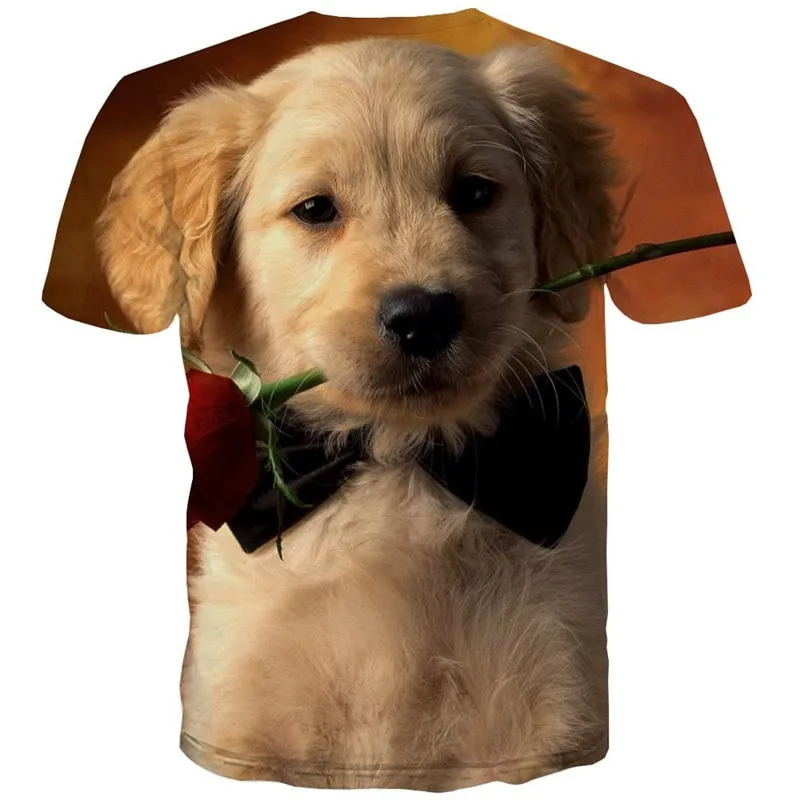 Golden Retriever dog t shirts 3D tshirt Puppy Cute Pets men art costume Casual big Smart dogs