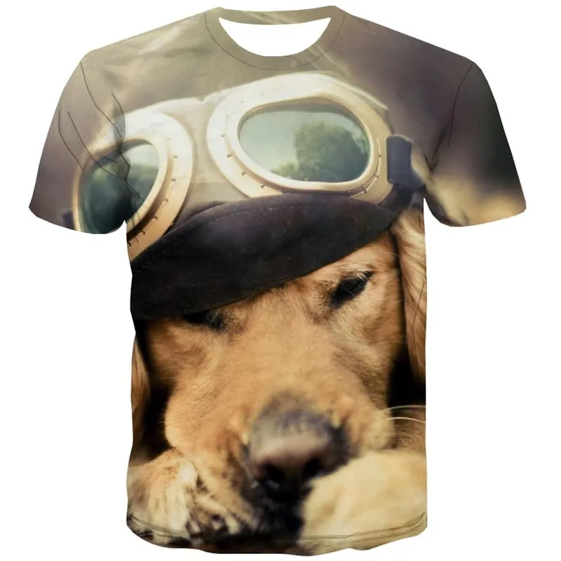 Golden Retriever dog tshirts Hip hop tshirt 3D Puppy Cute Pets art costume man Cool big Smart dogs