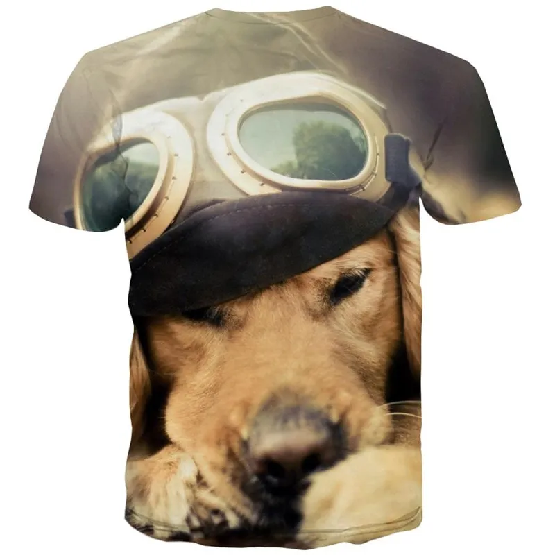 Golden Retriever dog tshirts Hip hop tshirt 3D Puppy Cute Pets art costume man Cool big Smart dogs